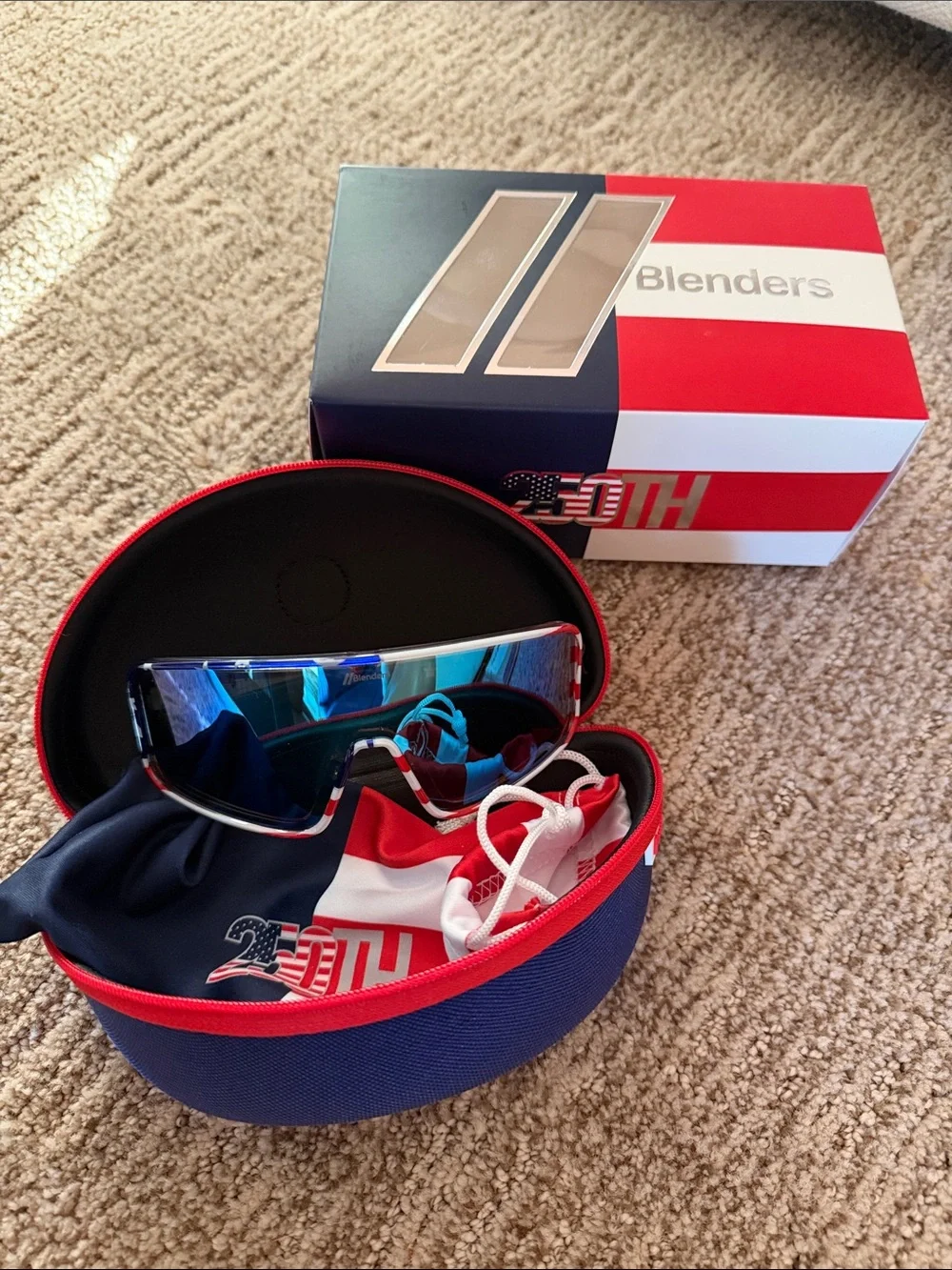 Blenders Eyewear Blue Mirrored Shield Sunglasses with Case